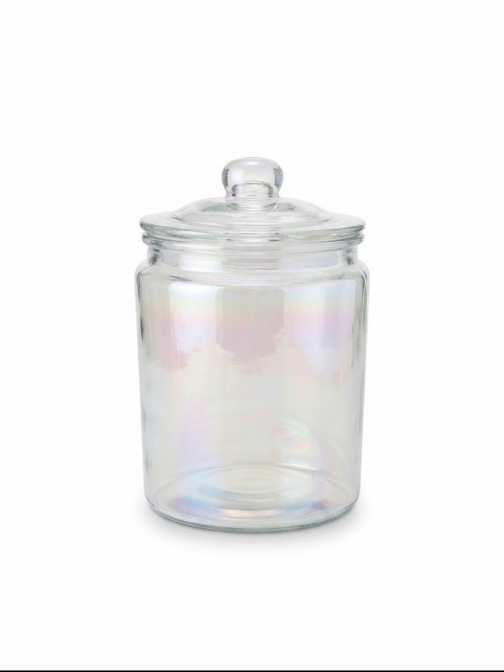 Iridescent Glass Apothecary Canister | Rainbow Luster Storage Jar with Lid